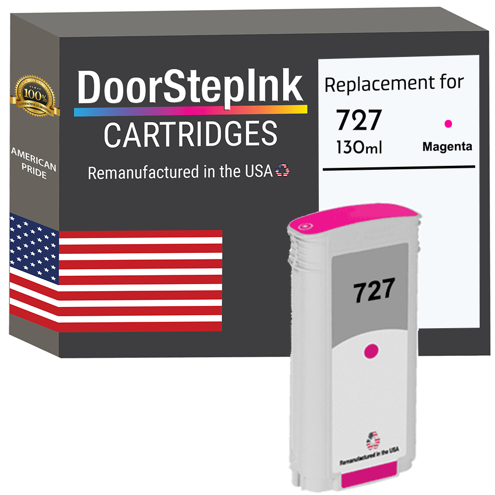 DoorStepInk Brand for HP 727 130-ml (B3P20A) Magenta Remanufactured in the USA Ink Cartridges, B3P20A