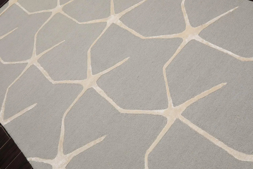 5' x8' Hand Tufted Hand Made 100% Wool Designer Modern & Contemporary  Oriental Area Rug Gray,Ivory Color