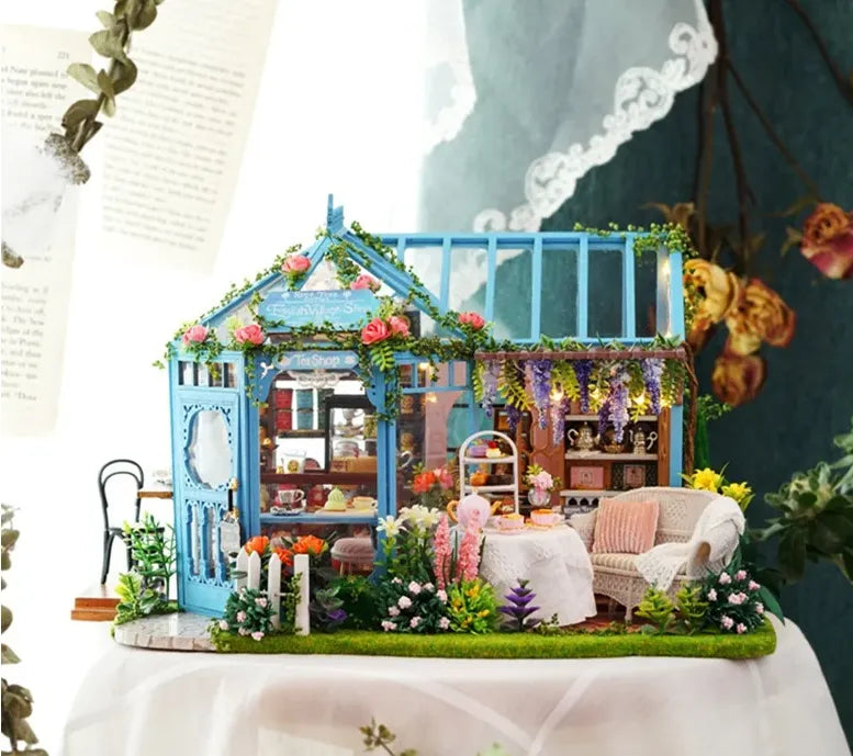 Rose Garden Tea House Miniature Dollhouse Kit by Wizardi F07M5-9-A-068-A