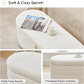 45 Inch Storage Ottoman Bench Boucle Upholstery Fabric