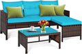 L-Shaped Outdoor Rattan Sofa Set with Coffee Table