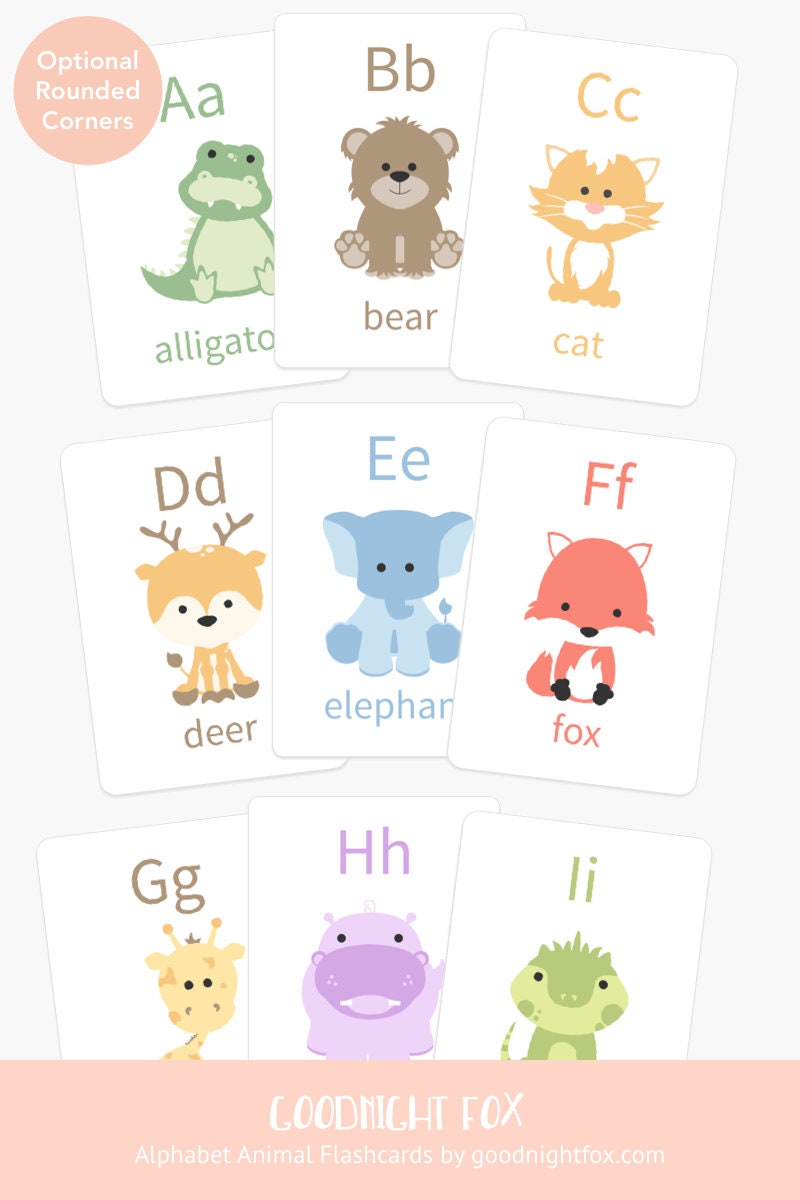 Animal Alphabet Flashcards A-Z | ABC Learning Cards for Toddlers & Preschoolers