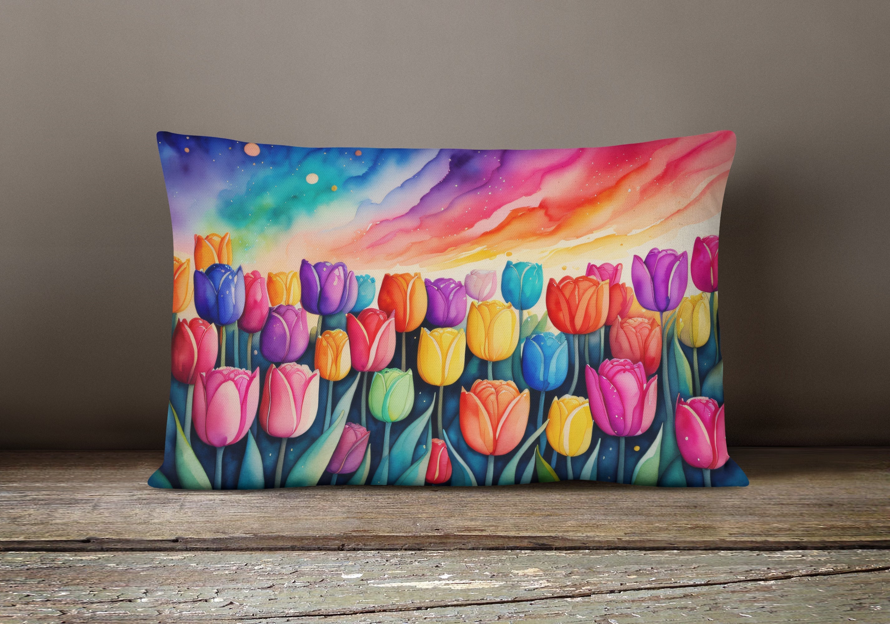 Tulips in Color Throw Pillow