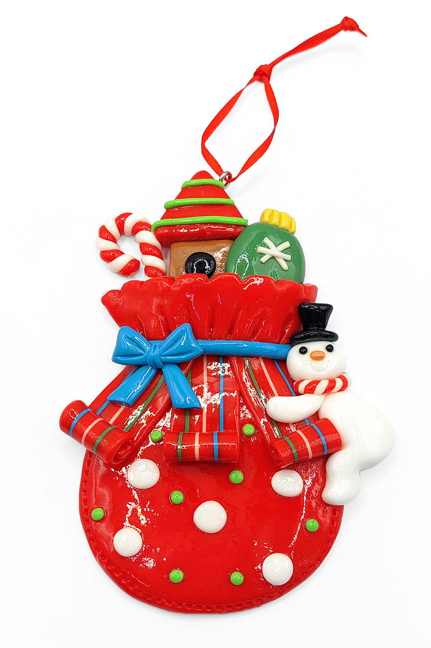 Glossy Gingerbread Gift Bag with Snowman Christmas Festive Decoration by Wizardi F07-N2-11-AA440A