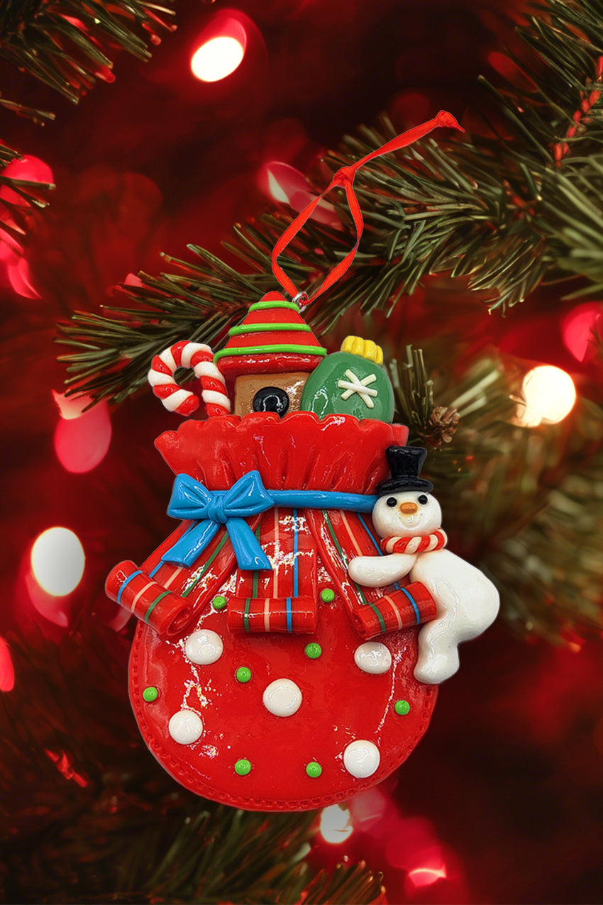 Glossy Gingerbread Gift Bag with Snowman Christmas Festive Decoration by Wizardi F07-N2-11-AA440A