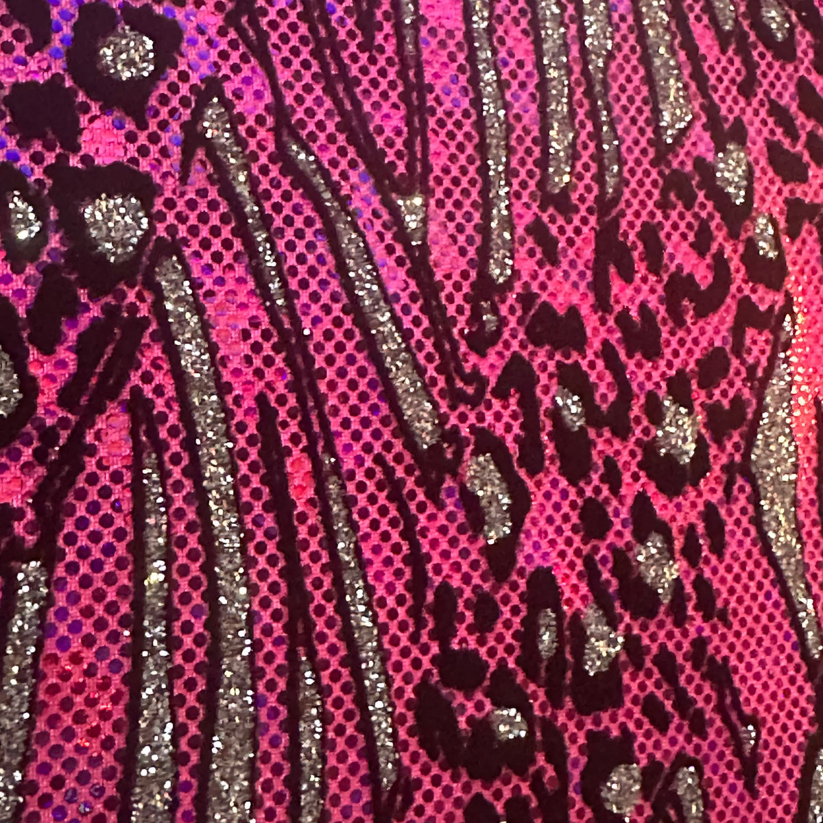Cheetah Flocking Glitters 4-Way Nylon Stretch Fabric | Spandex Palace