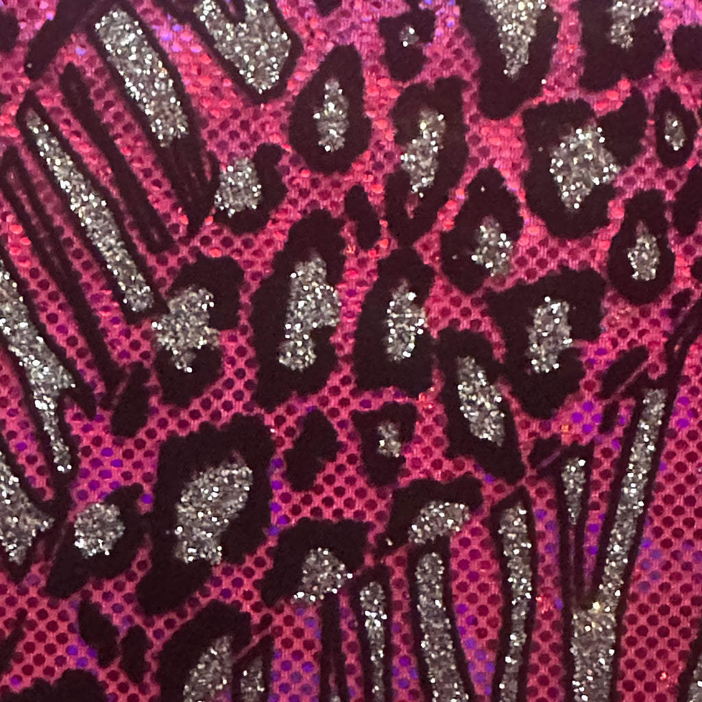 Cheetah Flocking Glitters 4-Way Nylon Stretch Fabric | Spandex Palace