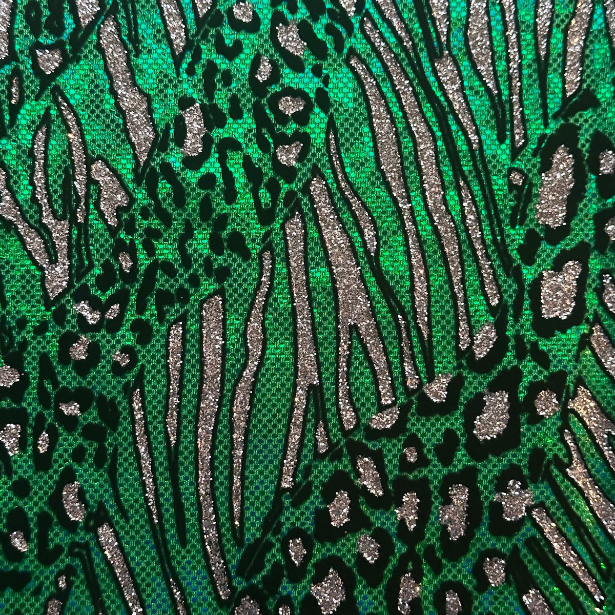Cheetah Flocking Glitters 4-Way Nylon Stretch Fabric | Spandex Palace
