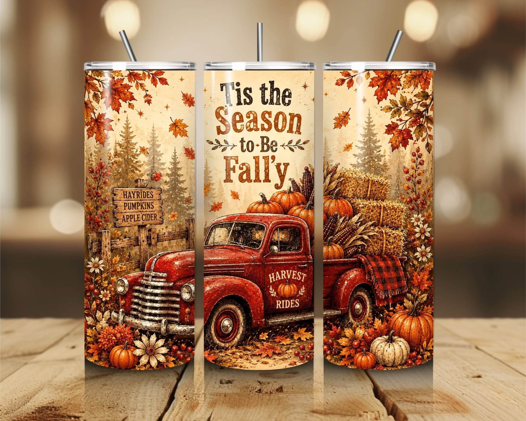 FALL THEMED 20 OZ TUMBLERS - BRAND NEW
