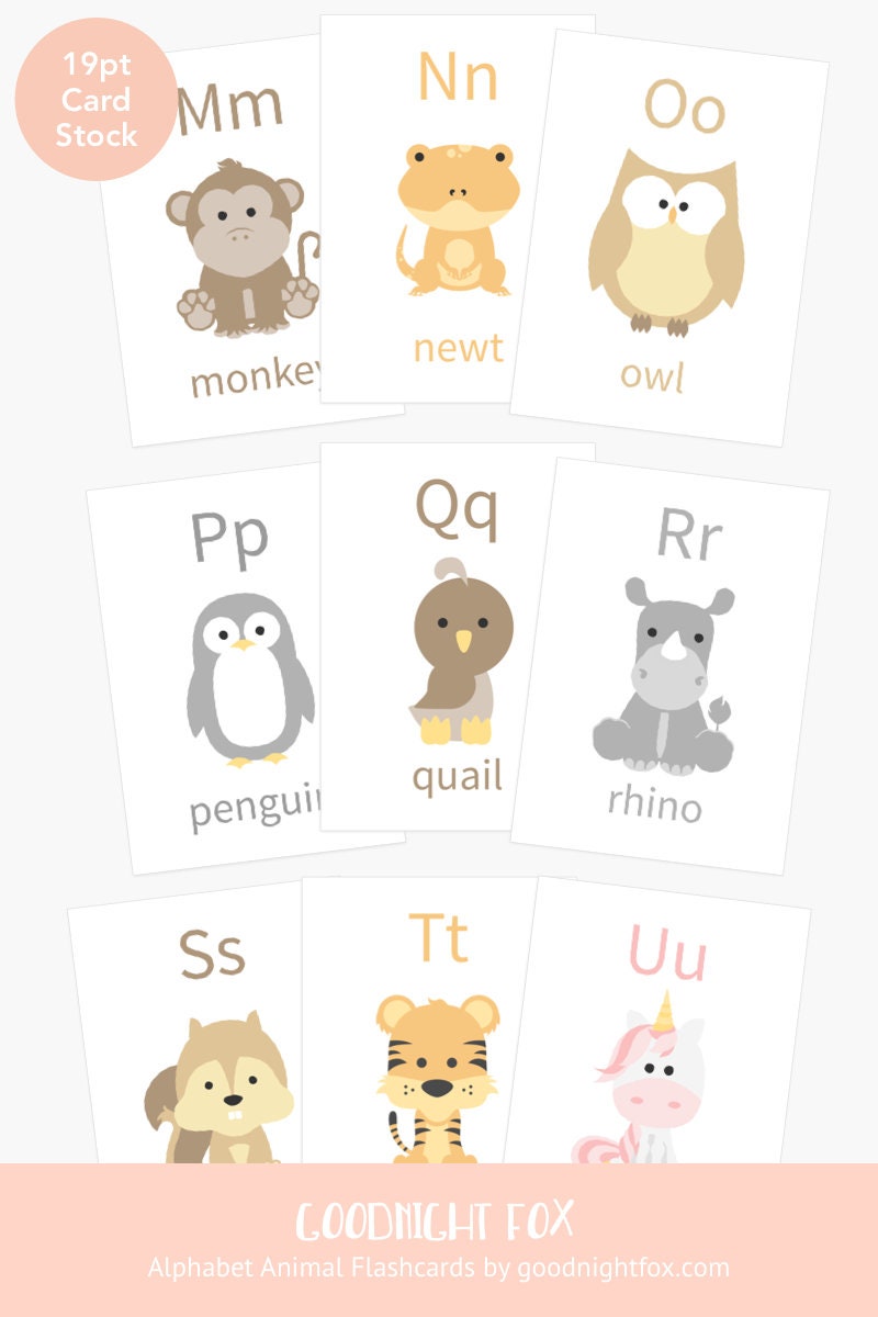 Animal Alphabet Flashcards A-Z | ABC Learning Cards for Toddlers & Preschoolers