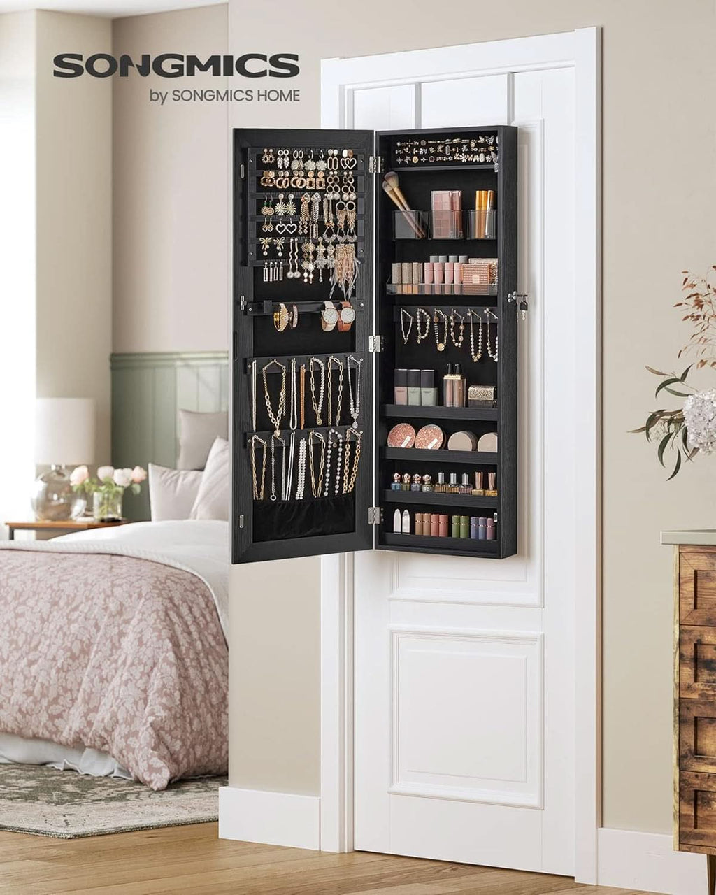 Mirror Jewelry Cabinet Armoire Wall Mounted Lockable