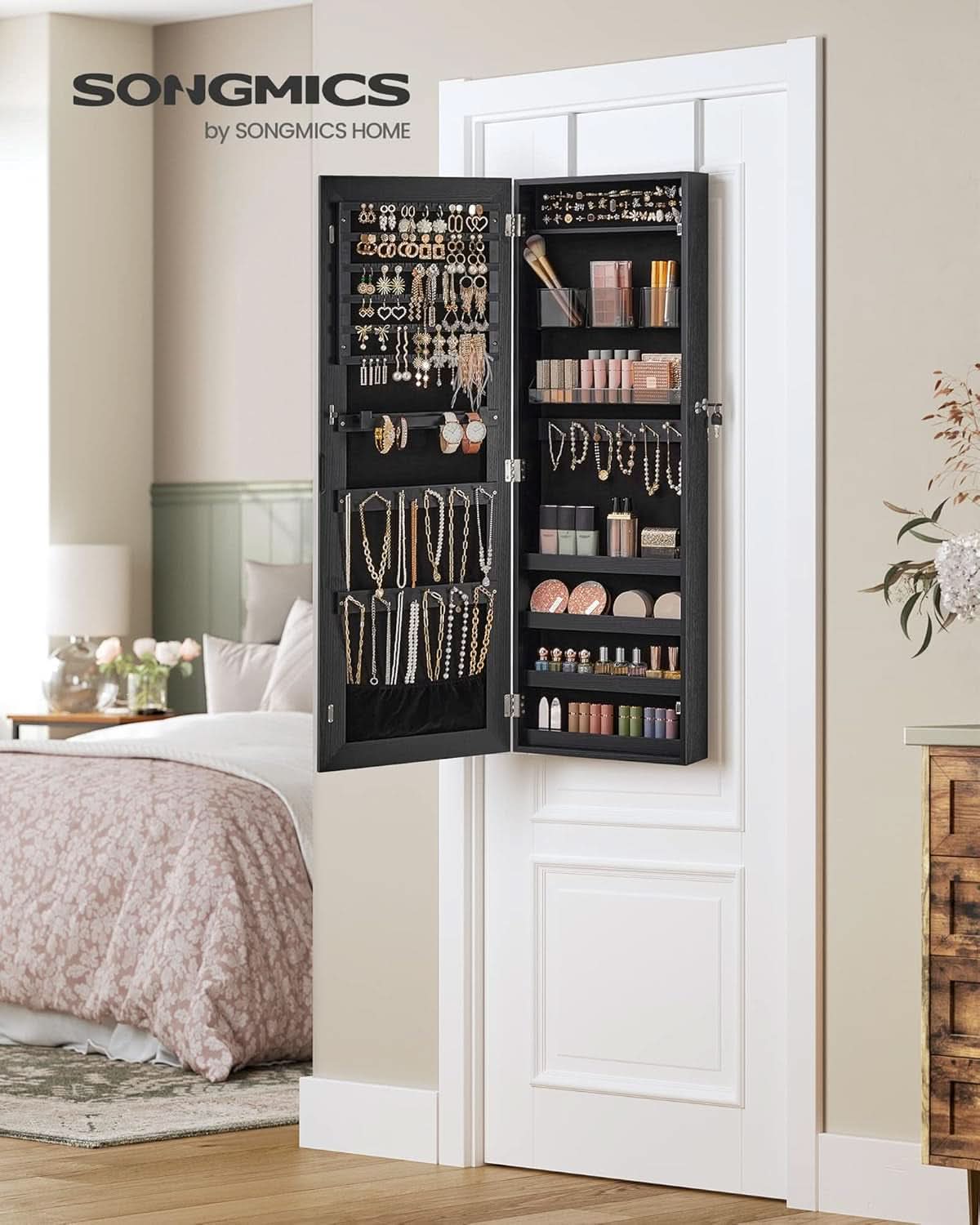 Mirror Jewelry Cabinet Armoire Wall Mounted Lockable