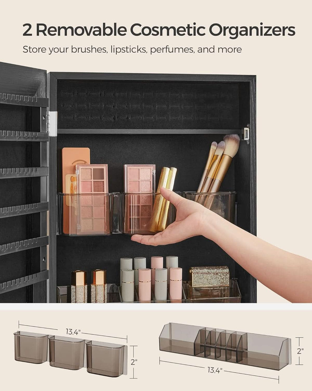 Mirror Jewelry Cabinet Armoire Wall Mounted Lockable
