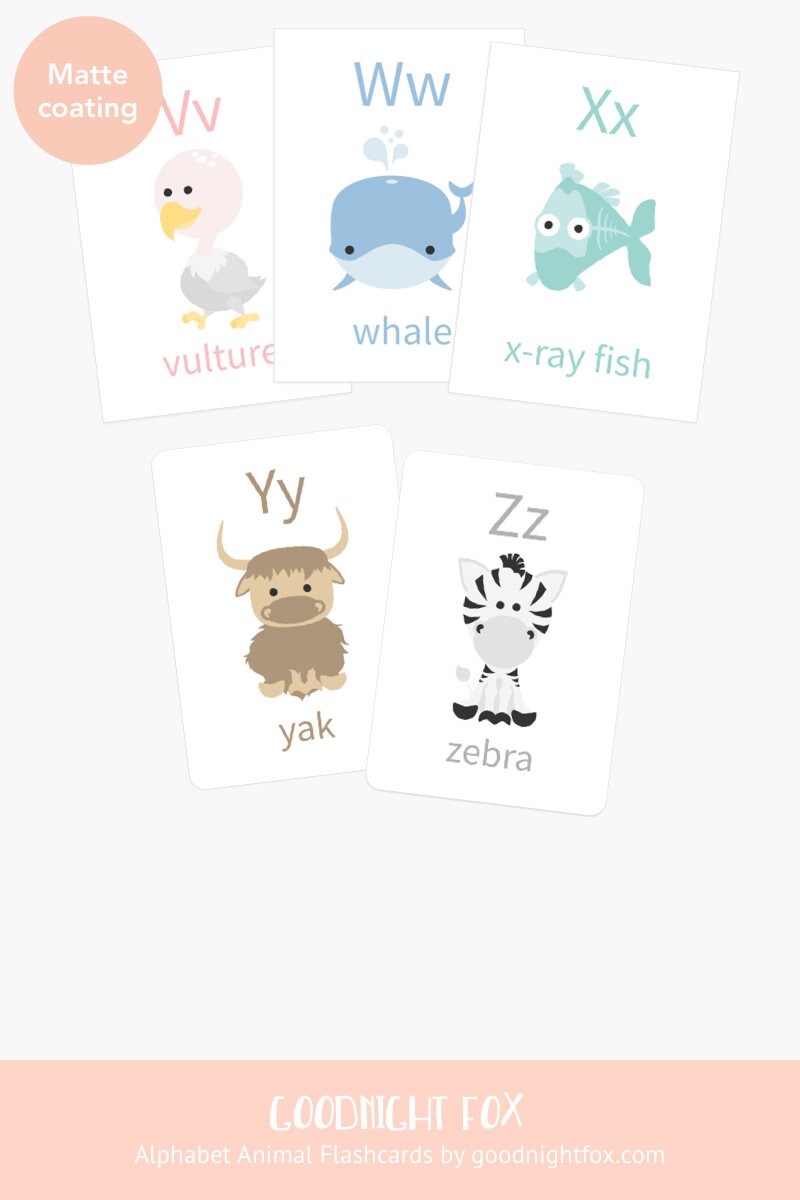 Animal Alphabet Flashcards A-Z | ABC Learning Cards for Toddlers & Preschoolers