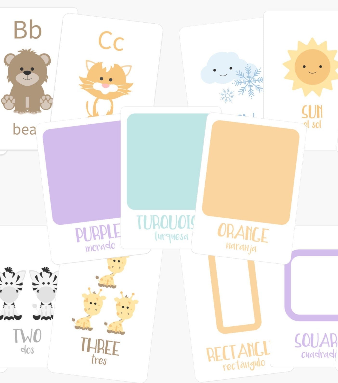 Montessori Flashcard Bundle for Toddlers | ABC, Numbers, Shapes, Colors & Weather Learning Cards